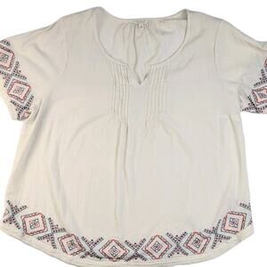 Sonoma Life + Style Top Womens 3XL Cotton Round Neck Boho Short Sleeve